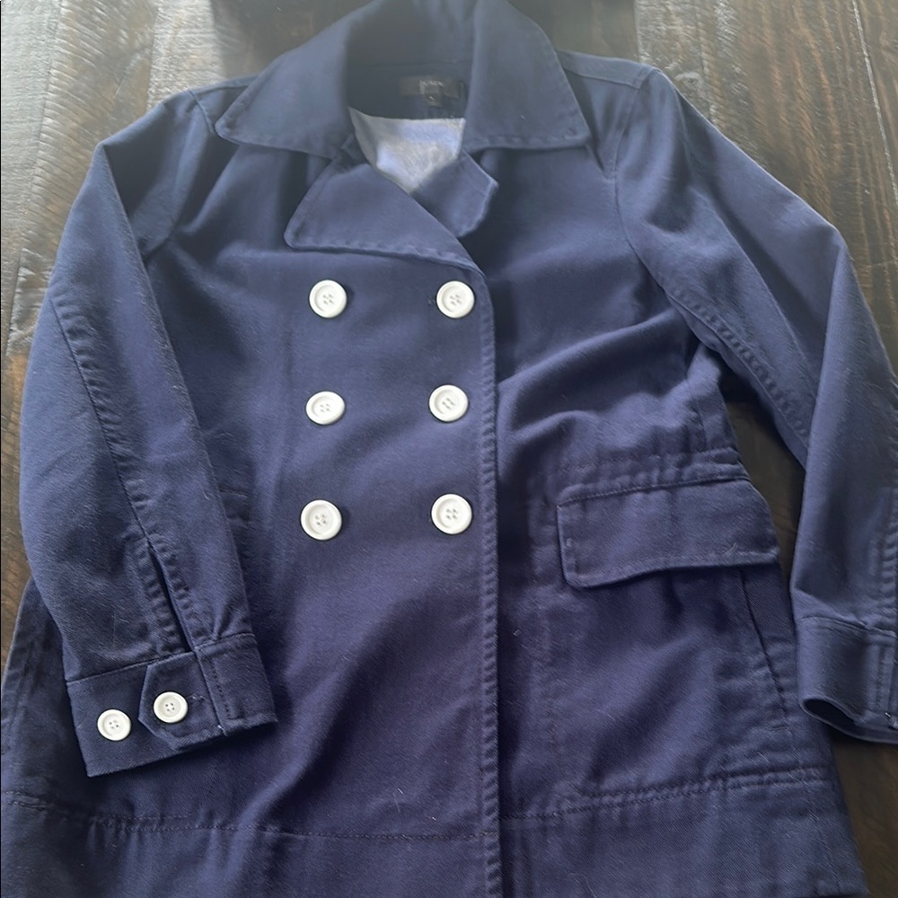 J. Crew Classic Navy Pea Coat with White Buttons